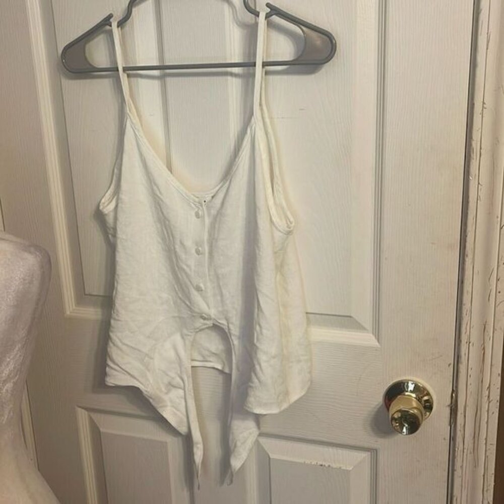 NWT TopShop Polly Tie -Front Button up crop top camisole size 10